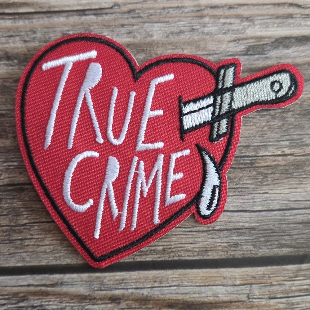 True Crime Dagger In Heart Murder Mystery Betrayal Goth Iron On Patch